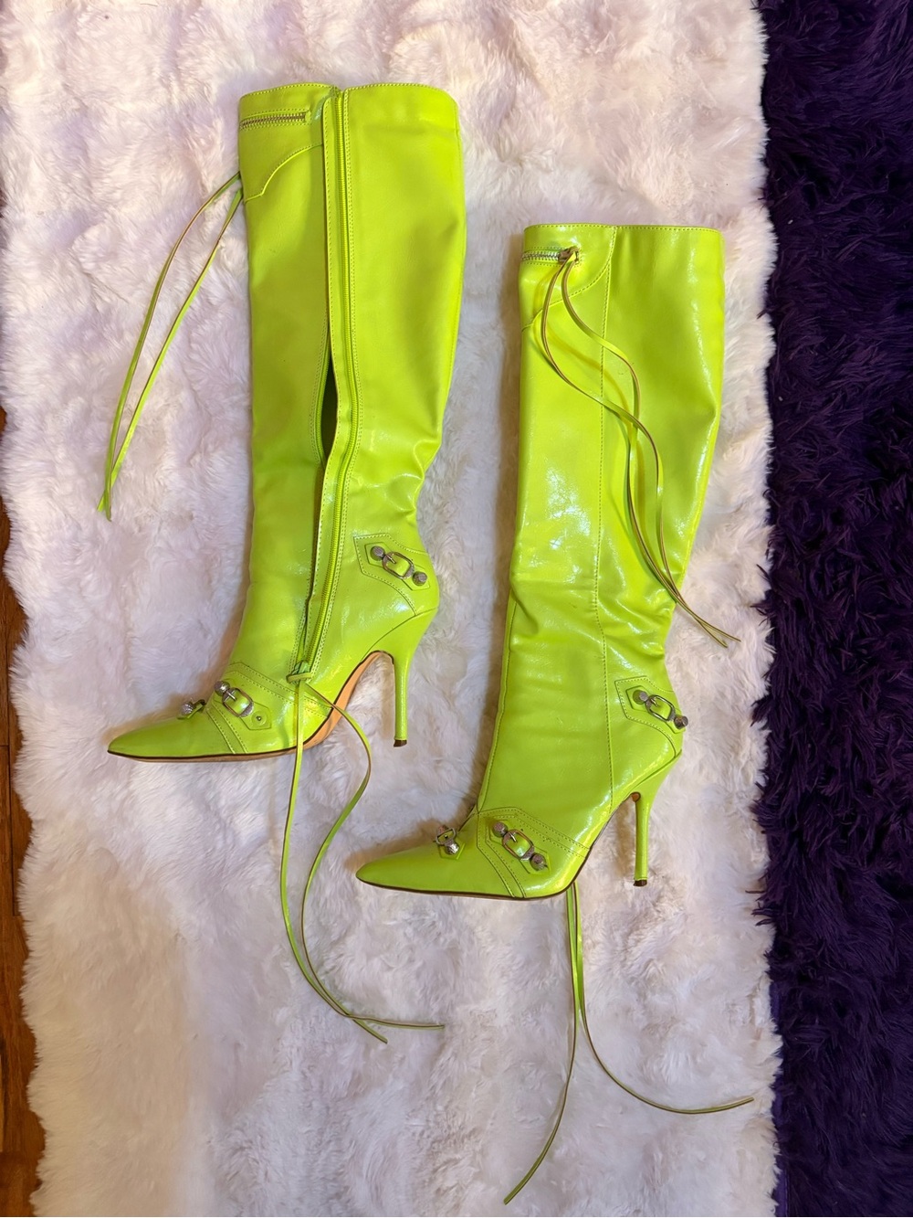 Fashion Nova Neon Lime Over-the-Knee Stiletto Boots